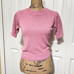 ABLE New Pink Zira Lace Puff Pullover Sweater Size XXS